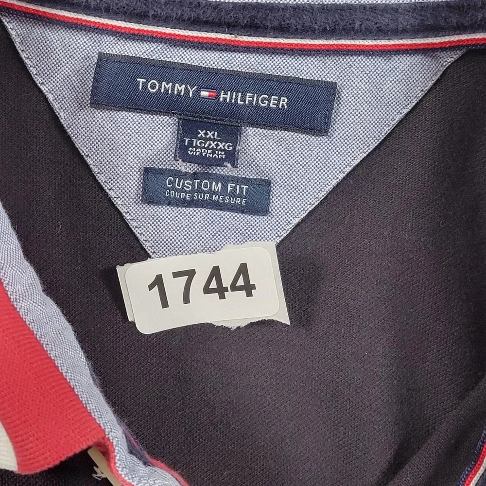 Tommy Hilfiger Shirt Mens 2XL Colorblock Polo Rugby Custom‎ Fit 85 NY Badge